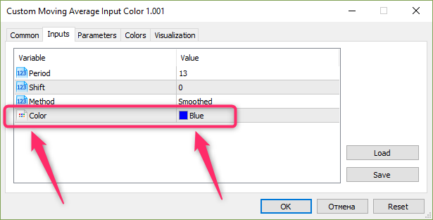 Custom Moving Average Input Color  - скачать индикатор для MetaTrader 5
